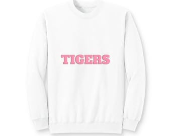 TIGERS Pink Puff Print Sweatshirt, Pink Out School Spirit Crewneck, Game Day Sports Mom Gift