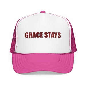 Grace Stays Christian Embroidered Hat, Faith Trucker Cap for Women, Christian Encouragement Gift image 1