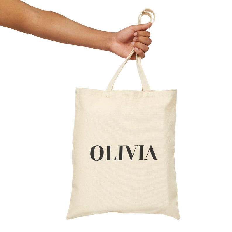 Personalized Name Tote Bag, Custom Cotton Canvas, Minimalist Everyday Book Bag image 4