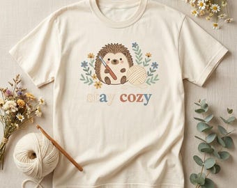 Hedgehog Crochet Shirt, Yarn Lover Gift, Cottagecore Comfort Colors Tee