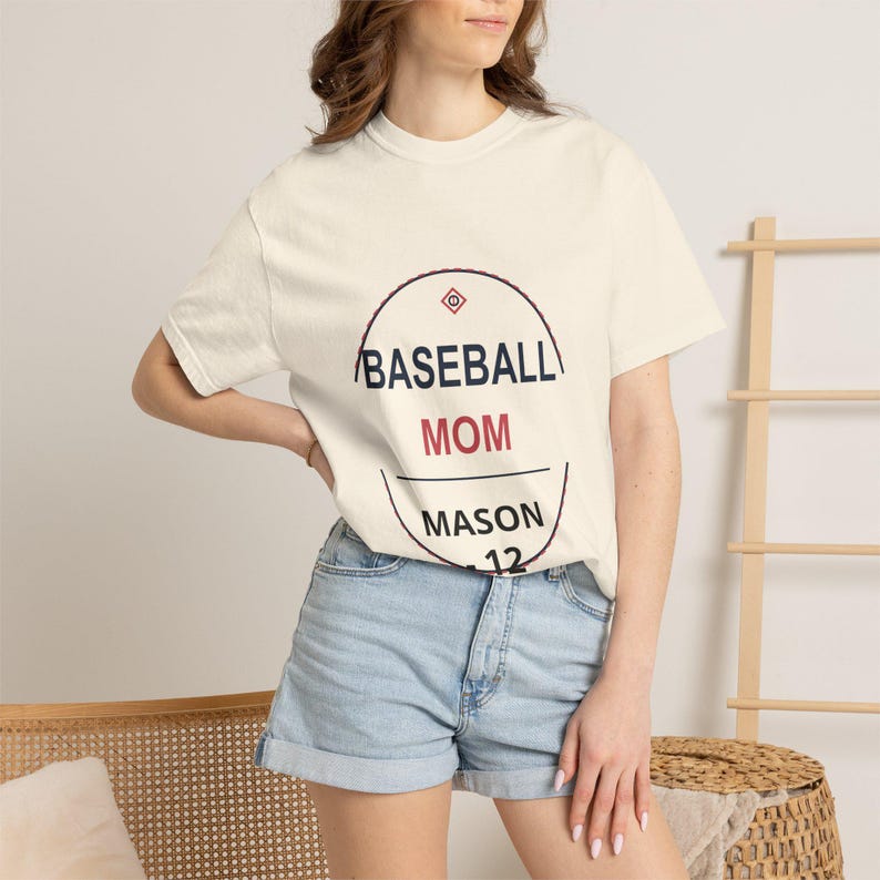 Personalized Baseball Mom Shirt, Custom Player Name and Number Tee, Comfort Colors Game Day Gift image 5