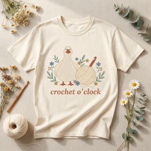 Funny Goose Crochet Shirt, Crochet O’Clock Tee, Cute Yarn Lover Gift for Women, Cottagecore Comfort Colors T-Shirt image 1