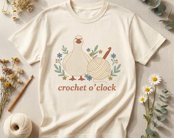 Funny Goose Crochet O'Clock Shirt, Cottagecore Yarn Lover Tee, Crochet Gift for Women
