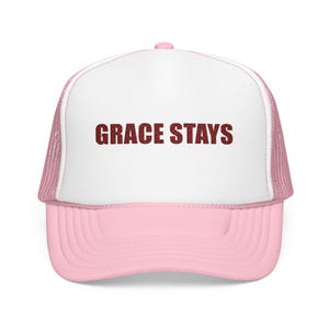 Grace Stays Christian Embroidered Hat, Faith Trucker Cap for Women, Christian Encouragement Gift image 2