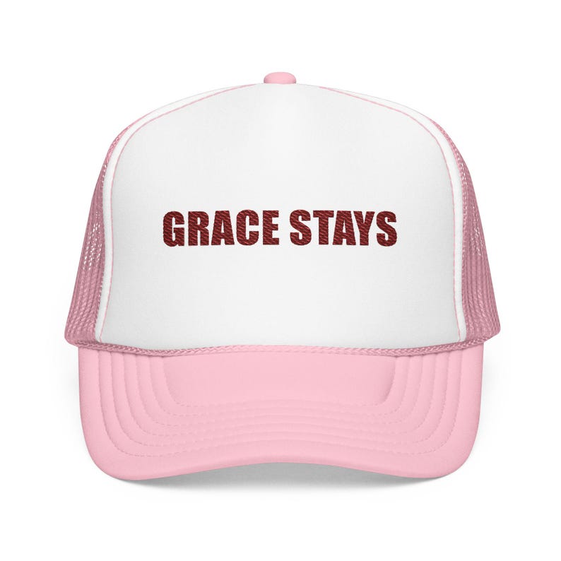 Grace Stays Christian Embroidered Hat, Faith Trucker Cap for Women, Christian Encouragement Gift image 2