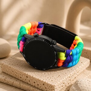 Handgefertigtes, geflochtenes Nylon-Uhrenarmband, verstellbarer Klettverschluss, Universalgröße 20 mm/22 mm