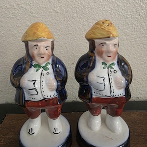 Vintage Allertons England Dutch Salt & Pepper Shakers Hand Painted Ceramic Pair