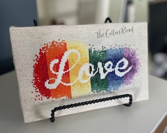 Love Cross Stitch || Rainbow Love Cross Stitch || LGBTQ+ Cross Stitch || Home Decor ||