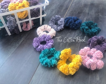 Crochet Scrunchies: Velvet or Faux Fur Ponytail Holder