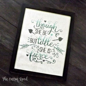 Though She Be Little || Nursery Art || Wall Art || Modern Nursery Decor || Baby Cross Stitch