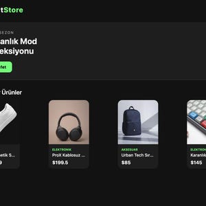 React Native e-commerce UI-kit, app-sjabloon in donkere modus (Expo Ready)