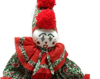 Vintage Christmas Clown, Handmade Clown, Clown Puppet, Vintage Collectible Clown, Christmas Decoration, Clown,  by colonialcrafts on Etsy