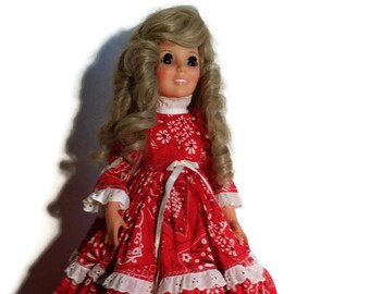 Vintage Crissie Doll 1969 Refurbished Crissie Doll Western Doll Handmade Red Doll Clothing Old Western Diorama from colonialcrafts on Etsy