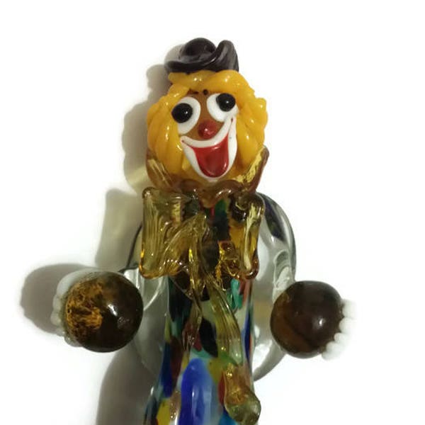 Vintage Blown Glass Clown Hand Made Murano Clown Figurine Collectible Made in Italy