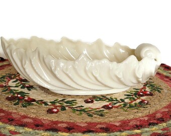 Gold Mark Lenox Acanthus Leaf Bowl Candy Dish Serving Bowl 1950's Collectible Floral Vase Ivory Cream Ceramic