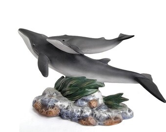 Fin Whale Figurine 1995 Endangered Species Series,  Masterpiece  Porcelain by Homco, Collectible Vintage