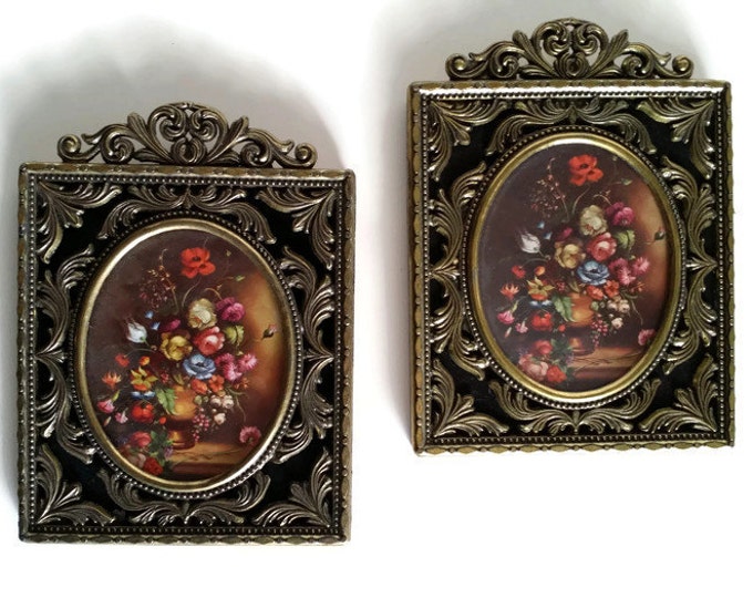 Vintage Brass Picture Frames, Set of Two Victorian Brass Frames ...