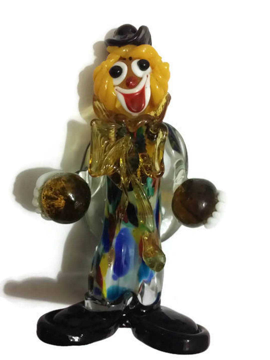 Vintage Blown Glass Clown Hand Made Murano Clown Figurine Collectible