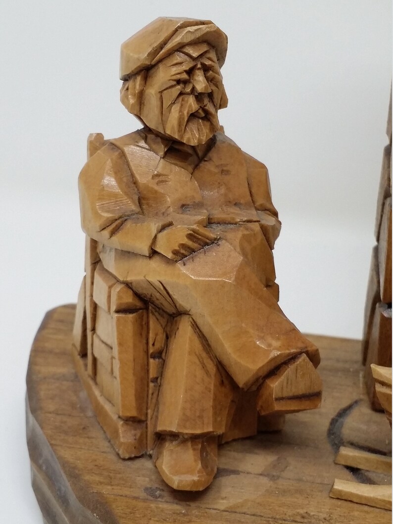 Grandfather Grandmother Fireside Folk Art Quebec Canada Saint Jean PortJoli Berthier B Berthier