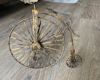 High Wheeler Bicycle Antique Style Handmade from Metal Miniature Shelf Display Collectable