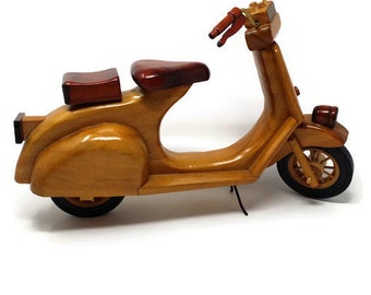 Vintage Wooden Scooter Good Man Gift Office Desk Decor Collectible Crafted Wooden Scooter