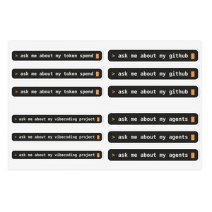 Chiedimi informazioni sul mio foglio di adesivi / Adesivi divertenti per laptop per programmatori AI / Spesa di token GitHub / Regalo per programmatori Vibe Coding