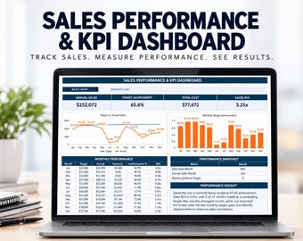 Modello di dashboard KPI di vendita / Excel, Fogli Google