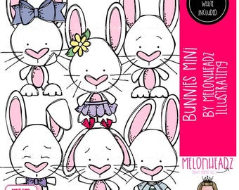 Bunny clip art 2025, Easter, Spring, Mini (digital download)