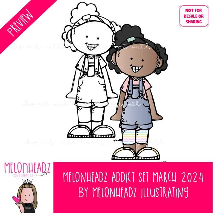 Melonheadz Addict Clip Art Digi Stamp March Set 2025 Mini - Etsy