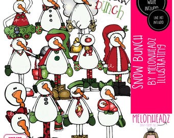 Snow Bunch clip art, Snowman, Winter, Christmas Combo Pack