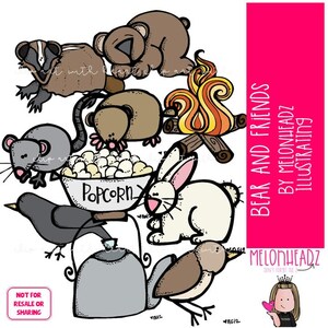 Bear and friends clip art, literature, book companion COLORED Version