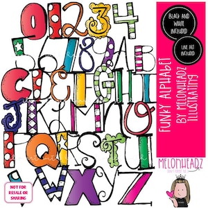 Funky Alphabet clip art, letters, numbers COMBO PACK