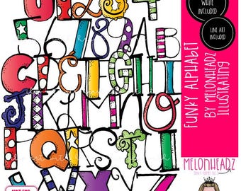 Funky Alphabet clip art, letters, numbers COMBO PACK
