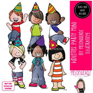 Grafika wektorowa Kidlettes Party, Grafika wektorowa urodzin, Grafika wektorowa uroczystości Mini