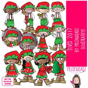 Elves clip art 2017, Christmas COLORED Version