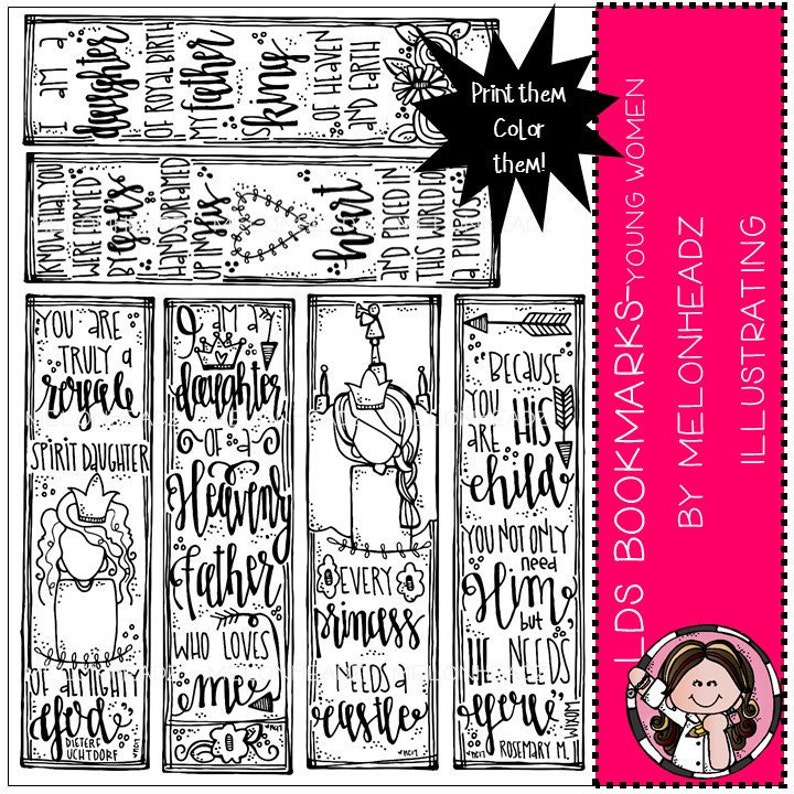 lds bookmarks clip art printable young women etsy