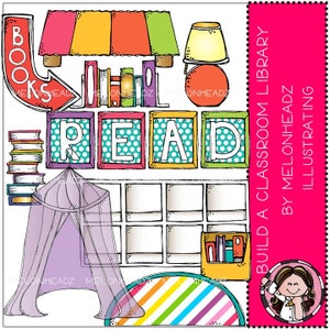 Build A Classroom clip art - LIBRARY - BRIGHT