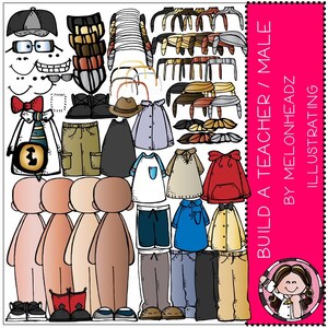 Bauen Sie ein Lehrer (männlichen) ClipArt - Combo Pack