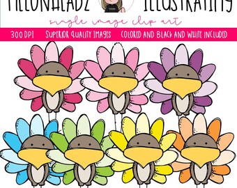 Rainbow Turkey Thanksgiving clip art - Single Image