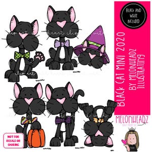 Clip art de gato negro 2020, Halloween, bruja Mini