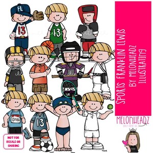 Sports clip art, Franklin Lewis, Melonheadz Characters COLORED Version image 1