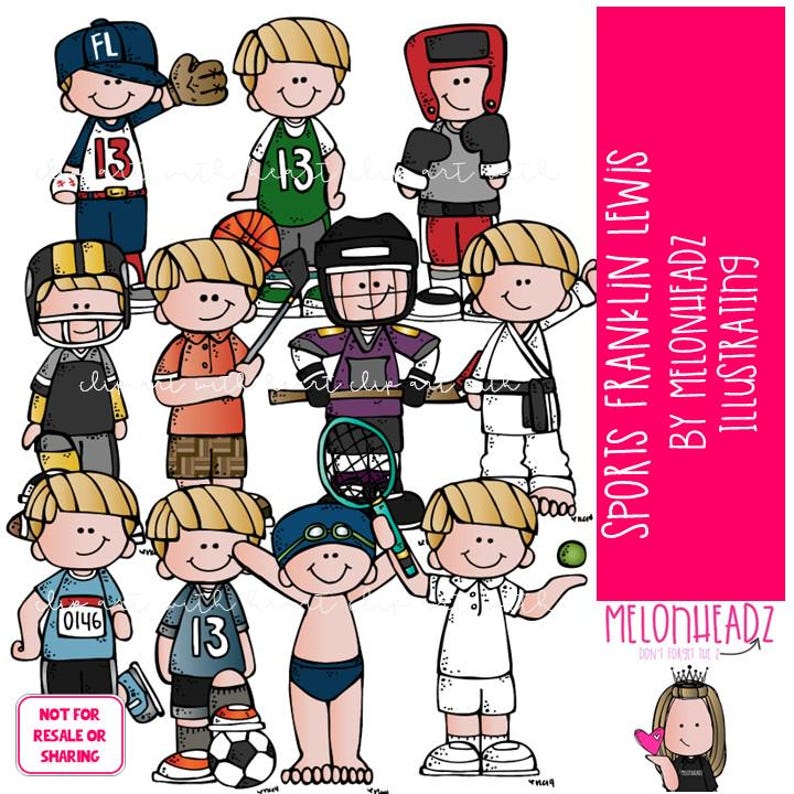 Sports clip art, Franklin Lewis, Melonheadz Characters COLORED Version image 1
