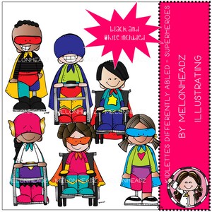 Kidlettes clip art - Differently Abled - Superheroes - Mini