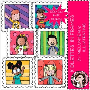Kidlettes in frames clip art - Mini