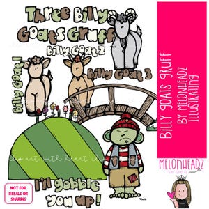 Imágenes prediseñadas de Billy Goats Gruff Imágenes prediseñadas de ogro Imágenes prediseñadas de literatura Imágenes prediseñadas de Book Companion Versión COLOREADA