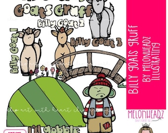 Billy Goats Gruff clip art, Ogre, Literature COLORED Version