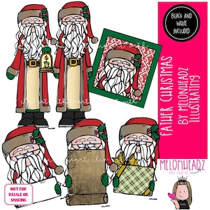 Father Christmas clip art digi stamp Mini