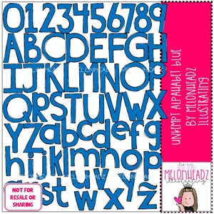 Unkempt Alphabet clip art BLUE