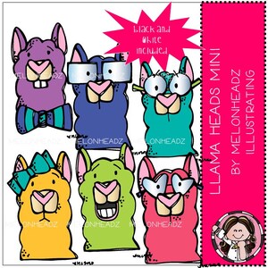 Llama headz clip art - Mini
