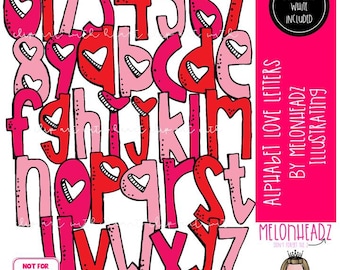 Alphabet Love Letters clip art, Number, Valentine COMBO PACK